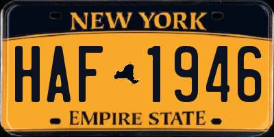 NY license plate HAF1946