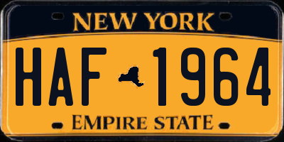 NY license plate HAF1964
