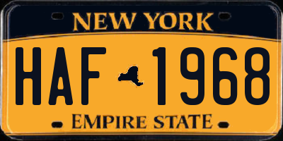 NY license plate HAF1968