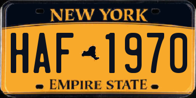 NY license plate HAF1970