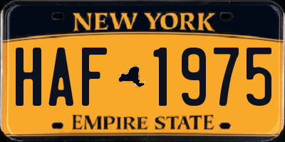 NY license plate HAF1975