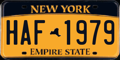 NY license plate HAF1979