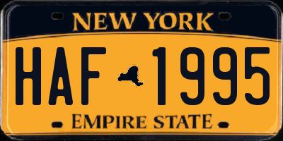 NY license plate HAF1995