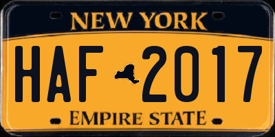 NY license plate HAF2017