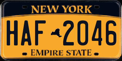 NY license plate HAF2046