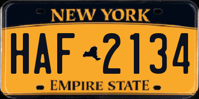 NY license plate HAF2134