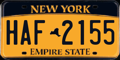 NY license plate HAF2155