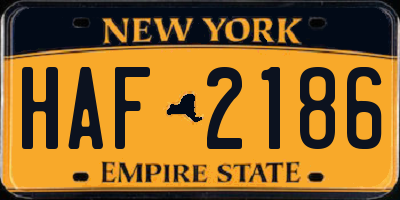 NY license plate HAF2186