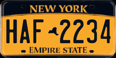 NY license plate HAF2234