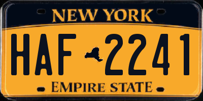 NY license plate HAF2241