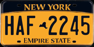 NY license plate HAF2245