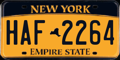 NY license plate HAF2264