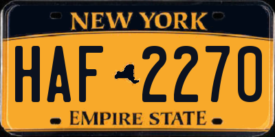 NY license plate HAF2270