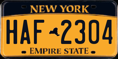 NY license plate HAF2304