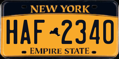 NY license plate HAF2340