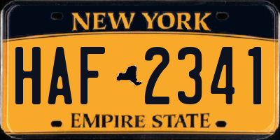 NY license plate HAF2341