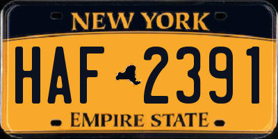 NY license plate HAF2391