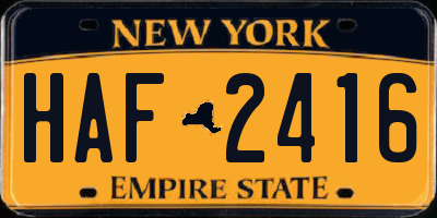 NY license plate HAF2416