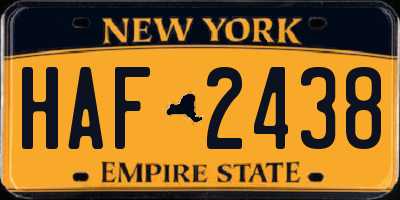 NY license plate HAF2438