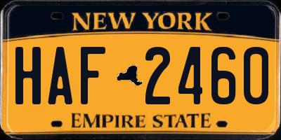 NY license plate HAF2460