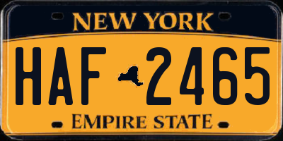 NY license plate HAF2465