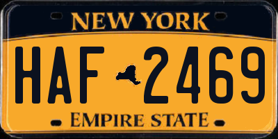 NY license plate HAF2469