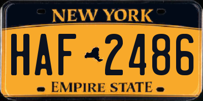 NY license plate HAF2486