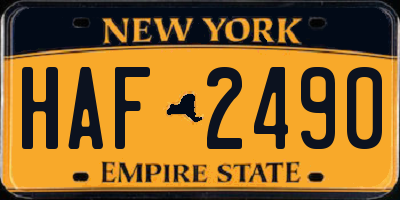 NY license plate HAF2490
