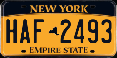 NY license plate HAF2493