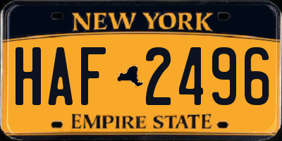 NY license plate HAF2496