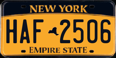 NY license plate HAF2506