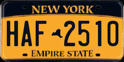 NY license plate HAF2510