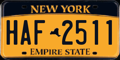 NY license plate HAF2511