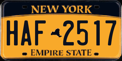 NY license plate HAF2517