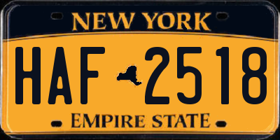 NY license plate HAF2518