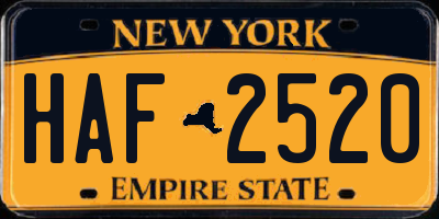 NY license plate HAF2520