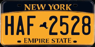 NY license plate HAF2528