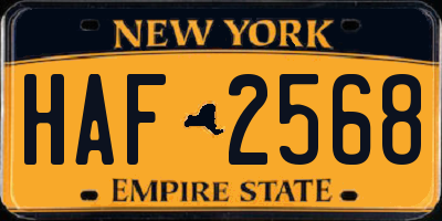 NY license plate HAF2568