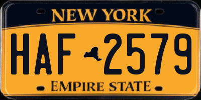 NY license plate HAF2579