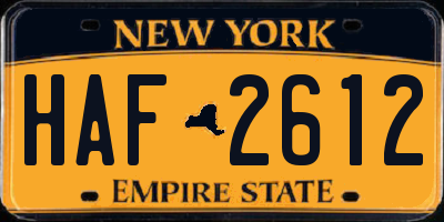 NY license plate HAF2612