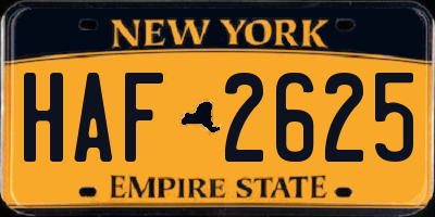 NY license plate HAF2625