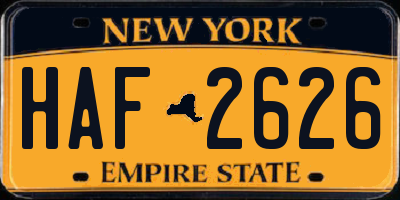 NY license plate HAF2626
