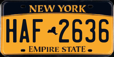 NY license plate HAF2636