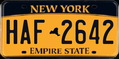 NY license plate HAF2642