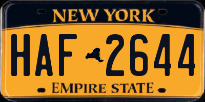 NY license plate HAF2644