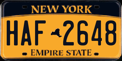 NY license plate HAF2648