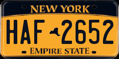 NY license plate HAF2652