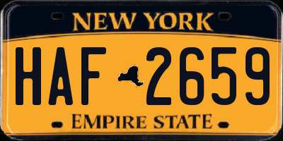 NY license plate HAF2659