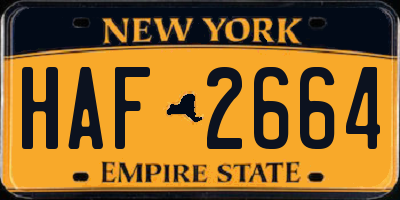 NY license plate HAF2664