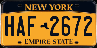 NY license plate HAF2672